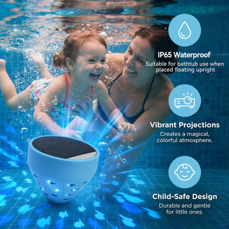 Waterproof Bathtub Light for Kids, Solar Powered Fish Bath Lights
