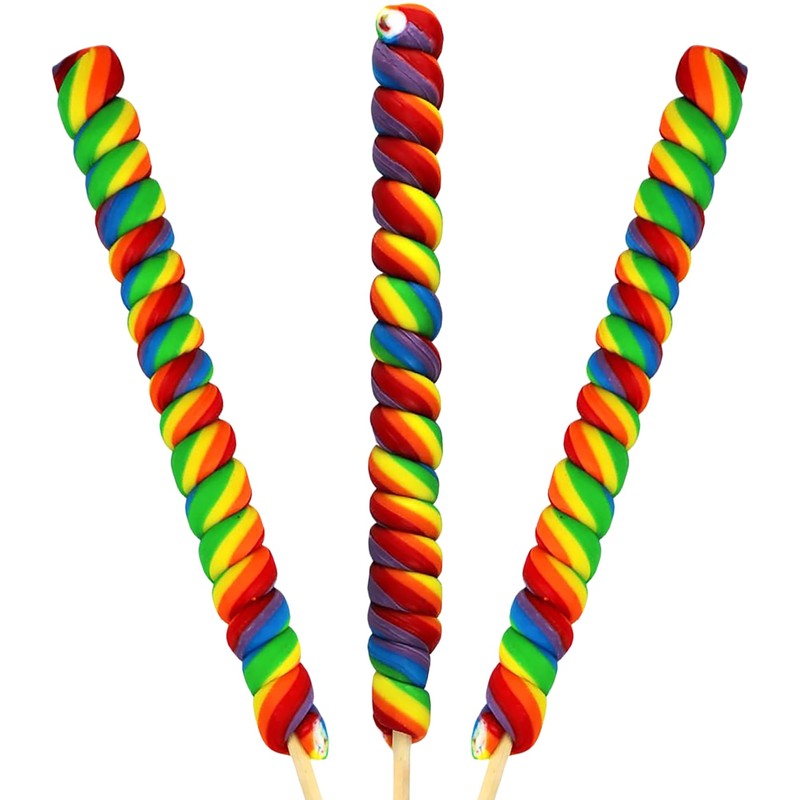3 Jumbo Rainbow Twisty Lollipops 12" Inch Individually Wrapped, Mixed