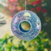 Red Carpet Studios Round, 9-Inch, Donut-Shaped Glass Bird Feeder, Blue