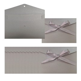 Pack of 12 Grey Christmas Envelopes with Ribbons, Card, 17.3 x 12.2 cm Greeting Card Envelopes for Party and Party, Birthday, Weddings, Baby Show Invitations