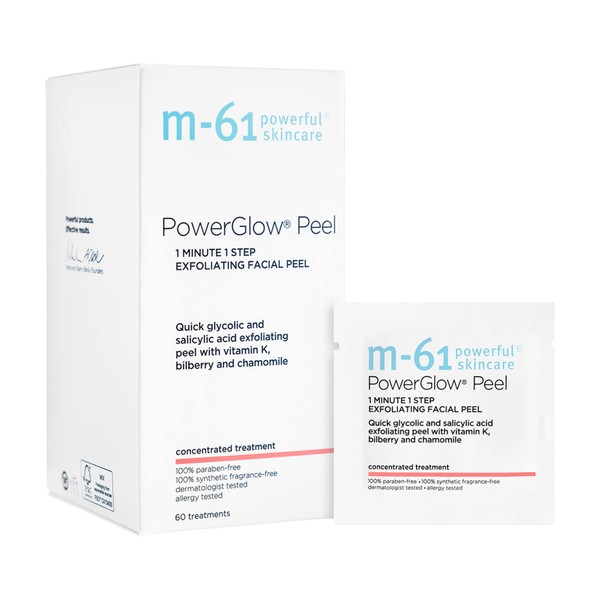M-61 PowerGlow® Peel- 60 Treatments- 1-minute, 1-step exfoliating glow peel with glycolic, vitamin K & chamomile