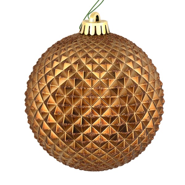 Vickerman 6" Mocha Durian Glitter Ball Ornament. Includes 4 Ornaments