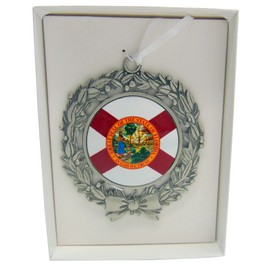 Florida Ornament Boxed Keepsake Set Christmas Tree Decoration with State Flag Design Metal Holiday Home Décor Souvenir
