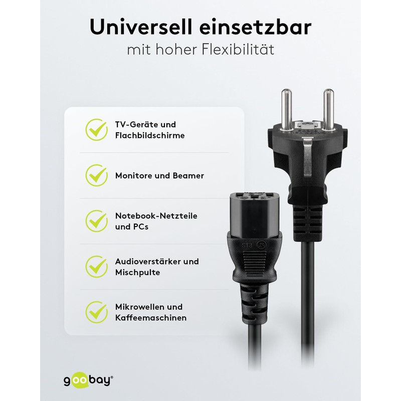 Goobay 50098 IEC Cable 2 m / C13 IEC Socket