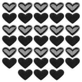 sourcing map Heart Shaped Iron-On Patches Iron on Patches Black Iron on Patches Embroidered Sew on for Clothes Jackets Backpack Shoes Repair Decorations Pack of 33
