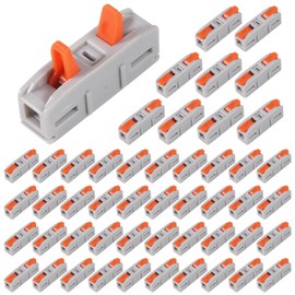 MELIFE Wire Connectors 50PCS, Mini Quick Lever Wire Connectors, 1 in 1 Out Electrical Wire Butt Splice Inline Terminals for Wiring 26-12 AWG