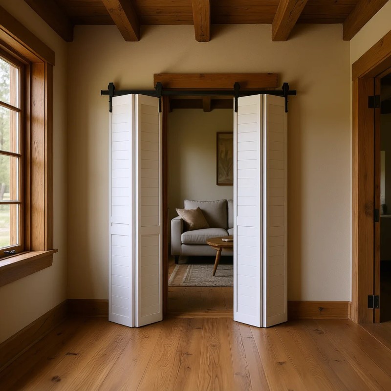 Bi Folding Sliding Barn Door Hardware Kit 60 In Black