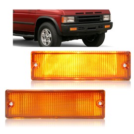 HECASA Pair Bumper Turn Signal Lights Compatible with 1988-1997 Nissan D21 / Pathfinder/Pickup Replacement for NI2520108 NI2521108 Front Turn Signal Lamp Driver & Passenger Side Amber Lens