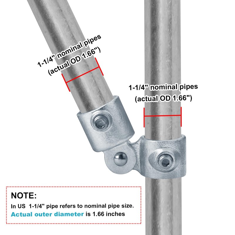 GBGS 2 Pack Swivel Socket Clamp,Fits 1-1/4" Nominal Structural Pipe(Actual