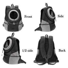 Hnayet Pet Carrier Backpack,Airline Approved Breathable Lightweight Dog Cat Travel Bag,Multi-Entrance Front Pack Waterproof Bottom for Outdoor Hiking Camping (Medium,Black)