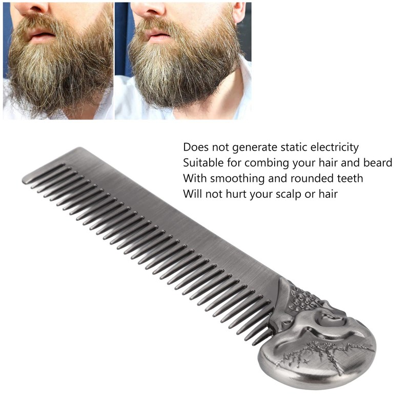 Skull Beard Comb Pocket Beard Comb Zinc Alloy Skull Pattern