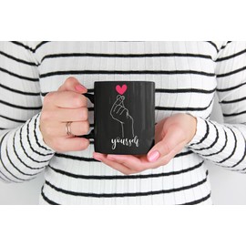 Make Your Mark Design Love Yourself Cute KPop Themed Cup or Korean Merchandise, Black 11oz Ceramic Mug