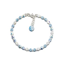 Beautiful SD Fine Bracelet 4 mm Crystal Beads 925 Silver, Glass Silver, Crystal