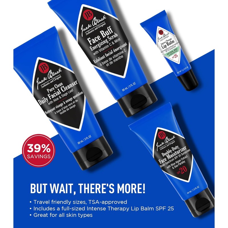 Jack Black Men's Skincare Kit, Men's Gift Set, Travel-Ready
