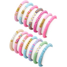 Asivsa Friendship Bracelets for Women Stackable Beaded Bracelets boho Stretch clay bead braelet Bulk Preppy Cute Jewerly Set