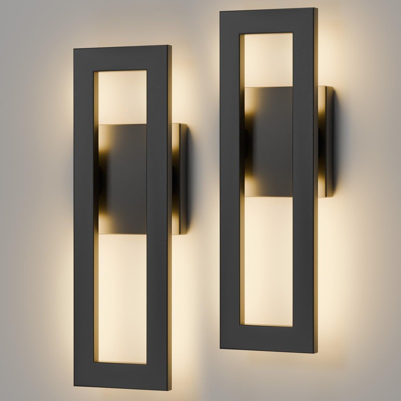 LamQee 14" Modern Outdoor Wall Lights, 3000K 1000LM Integrated LED