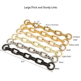 Fashion Large Metal Cross-Body Purse Strap Extender,Handbag Shoulder Strap Extender,Bag Chain Accessory Charms (Silver)