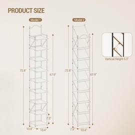 Hzuaneri Vertical Shoe Rack, 9 Tier Narrow Shoe Shelves, Wooden Shoe Shelf, Shoe Tower for Closet, Entryway, Freestanding Dual Mode Adjustable Shoes Organizer Behind Doors, Rustic Brown, SR28901B