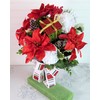 Poinsettia Cemetery Arrangement, Christmas Grave Flowers, Cemetery Flowers Christmas