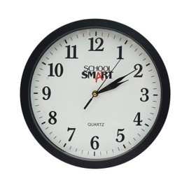 School Smart Wall Clock, 13 Inches, White Dial and Black Frame