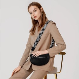 TAN.TOMI Shoulder Bag Women's Bum Bag Women's Leather Crossbody Bag Women's Wide Strap Women's Shoulder Bags Bum Bag Women's Stylish Belt Bag Women's Elegant, black, 风格