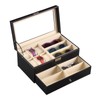 Sunglass Watch Organizer Box,Black PU Leather 6 Watch Box and