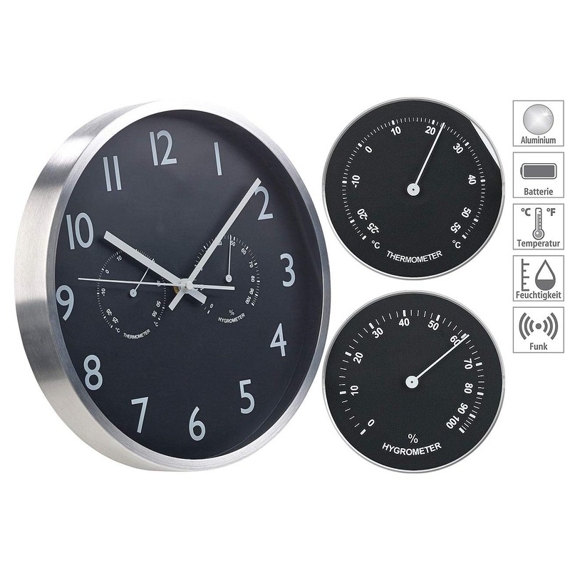 St. Leonhard Radio-Controlled Clocks: 3-in-1 Radio Wall Clock with Thermometer
