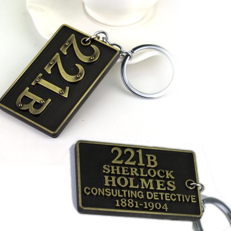 221B Key Holder, Key Ring Sherlock Holmes Goods , sliver