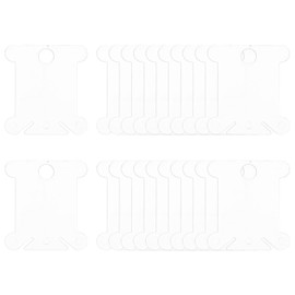 sourcing map 300pcs Embroidery Floss Bobbins, 1.5" x 1.4" with Thread Clips Plastic Floss Bobbins Cardboard for Cross Stitch Thread Organizer Holder DIY Craft Sewing Storage, Transparent