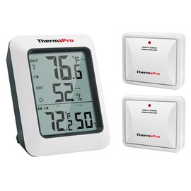 ThermoPro TP60-2 Digital Hygrometer Indoor Outdoor Thermometer Wireless Temperature and Humidity Gauge Monitor Room Thermometer with 500ft/150m Range Humidity Meter