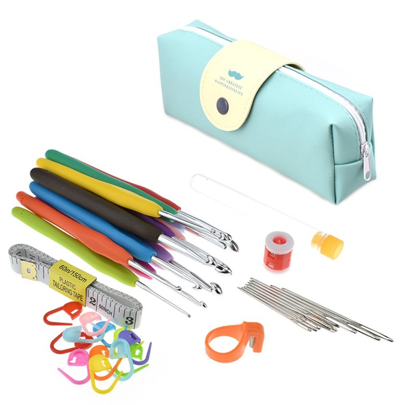 41Pack Crochet Hooks Set,Knitting Accessories Tools with Case,Aluminum Knitting Needle,Ergonomic