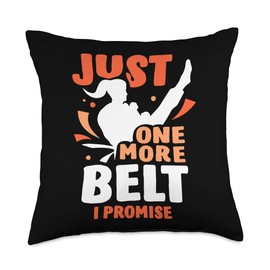 Sports Coach Gym Fighter Black Belt 1St First Just One Promise Martial Arts Black Belts 1 Throw Pillow, 18x18, Multicolor