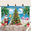 July Christmas Backdrop Summer Christmas Tree Santa Snowman Photography Background