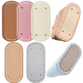 Cohentbliss Pack of 5 Knitting Crochet PU Bag Base 22 x 10 cm Bag Base for Crocheting Leather Oval Bag Base for Crochet for Handbag Knitting Bag DIY Bag