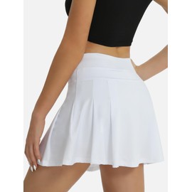 Fuinloth Tennis Skort Damen Tennisrock mit Innenhose Sportrock Rockhose Golfröcke Sommer Minirock mit Taschen Weiss XL 42-44