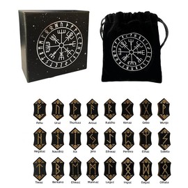 Namvo Handmade Wooden Rune Set, 25 Pieces, Suitable for Beginners, Meditation, Divination, Feng Shui, Reiki Healing and Amulets, with Storage Bag
