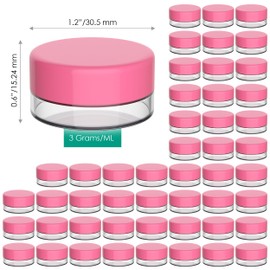 Houseables Sample Containers, Lip Balm Containers, Sample Jars, Mini Jars with Lids, Small, Empty, Makeup, Powder, Gloss, Cosmetic, Tiny, Chapstick, Dab, Wax, Scrub, Little, Pink, Plastic 3 Gram, 50PK