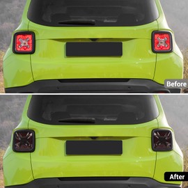 Hoolcar Tail Light Lamp Cover Guard Trim Frame Bezels Decoration Accessories Compatible with 2015-2025 Jeep Renegade, Smoked Black