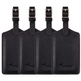 Travelambo 26 Pack Leather Luggage Tags for Suitcases Travel Tags，Black