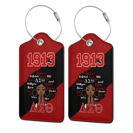 Sorority Gifts for Women Leather Luggage Tag 2pcs with Full Privacy Cover and Stainless Steel Loop