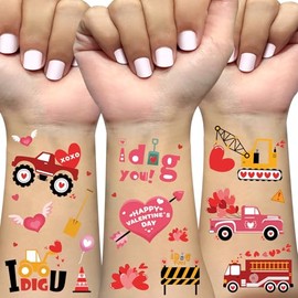 Ovasorve I Dig You Valentine's Day Tattoos, Pink Valentine Gifts for Classroom Valentines Day Party Favors Candy Heart Party Supplies Exchange Treats, Teacher Reword, Classroom Prizes