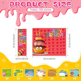Outus 108 Sets Birthday Certificates Awards Card for Kids Birthday Bookmarks Cutouts Greeting Cards Classroom Decorations for Back to School Party Supplies