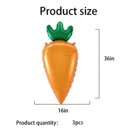 HADCKJA Carrot Balloons Easter Balloons Carrot Easter Foil Balloons for Easter Party Decorations Easter Themed Party Shower Easter Birthday Party Decorations Decor Supplies 3pcs
