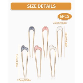 BPTRKOM Pack of 6 French Twist Hair Pins, French Hair Pins, U Shaped Hair Fork, French Twist Hair Pin, Updo French Clip for Women, Hair Styling Accessories