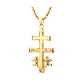 Only faith Thick Necklace Men's Large Chain Stainless Steel Celtic Chain Thick Vintage Pendant Cross Nordic Symbol Amulet Jewellery Protection Long 60 cm, Grande, Stainless Steel, Not Applicable,
