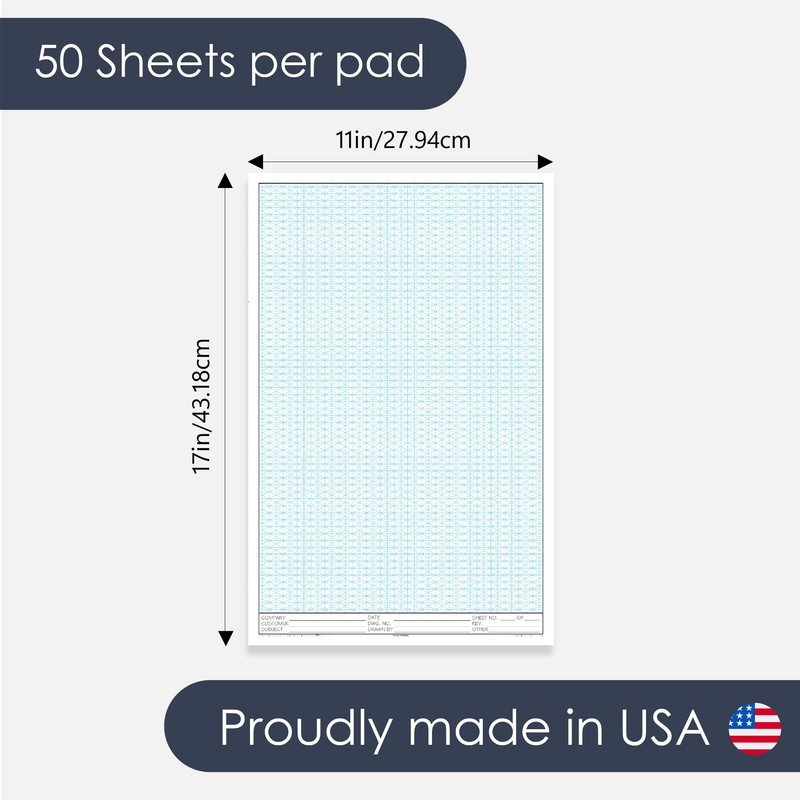 GeekNavy 11" x 17" Isometric Graph Paper 50 Sheets Portrait