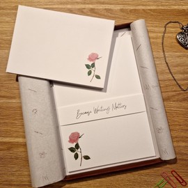 Me Loovely Pink Rose Letter Writing Paper and Envelopes A5 Size Papers Floral Stationery Supplies for Letters & Invitations (Pack of 18)