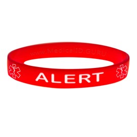 Medical Alert ID Bracelet Wristband - Red - 7 Inches - Youth