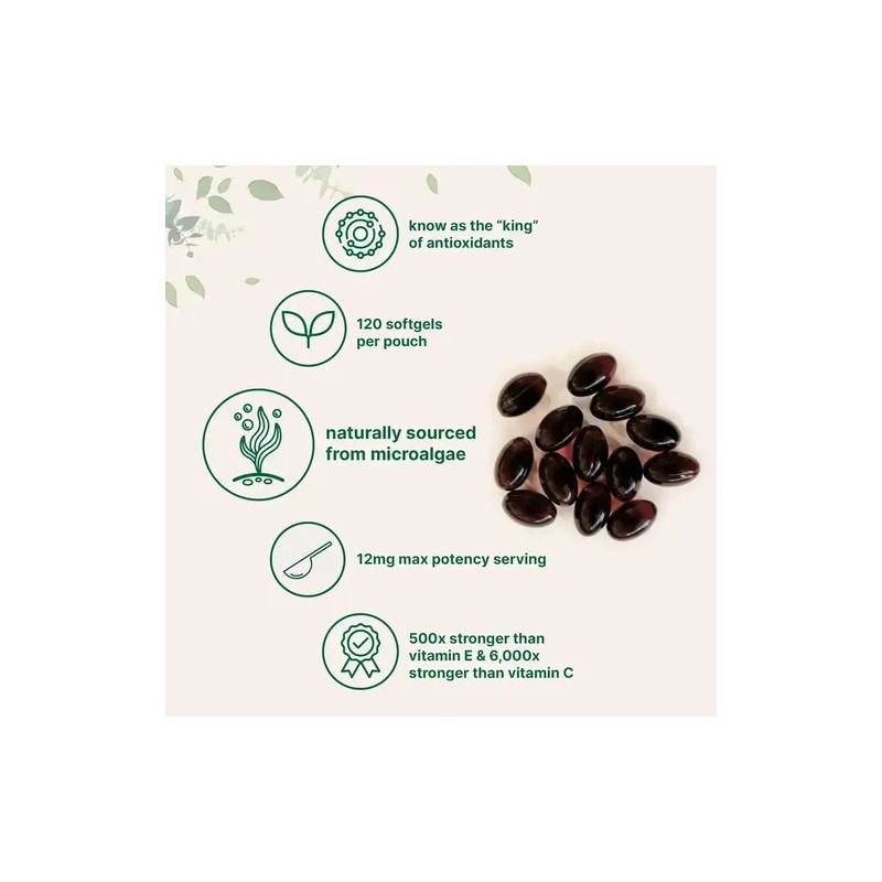 Astaxantina 12mg 120 Softgels Microingredients Hecho Usa