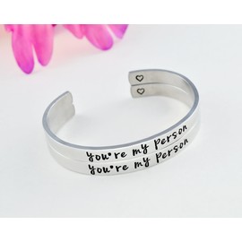 you're my person - Hand Stamped Cuff Bracelets Set of 2, You Are My Person, Gift for Couples, Girlfriend Boyfriend, Sisters Best Friends Friendship, Valentines Anniversary Birthday